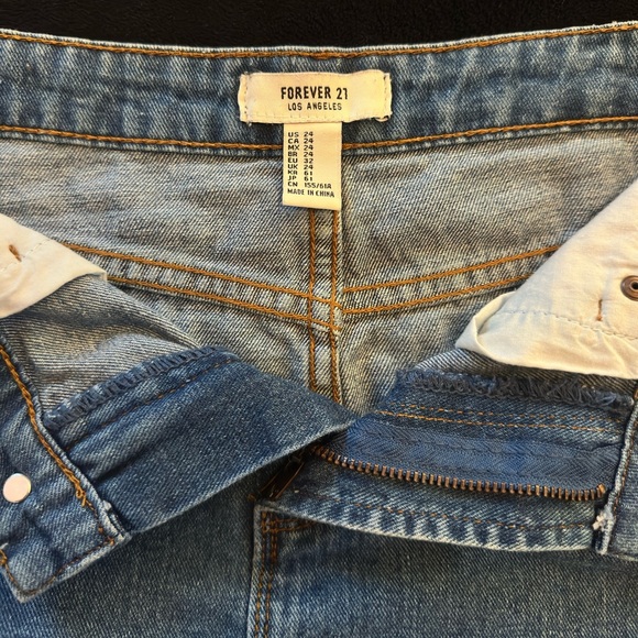 Forever 21 Frayed Hem Blue Denim Mini Skirt - Picture 7 of 8